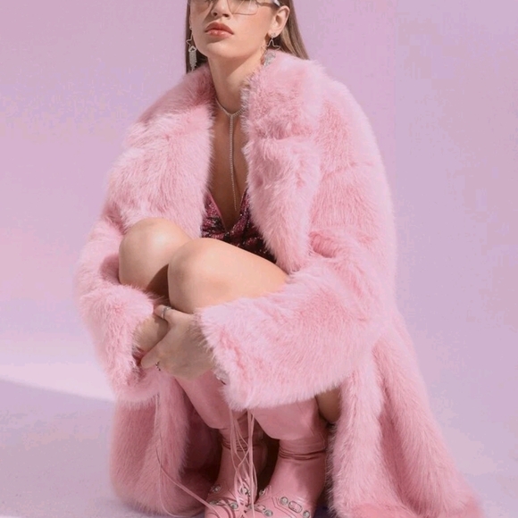 Pink Faux Fur Coat - Picture 4 of 6
